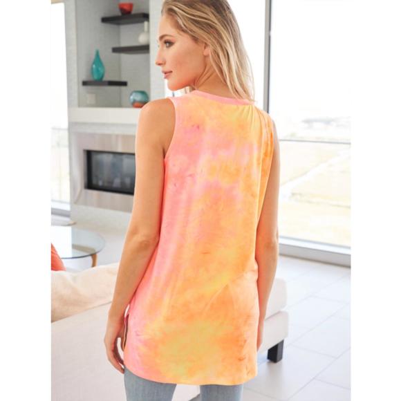 NEW WHITE BIRCH v-neck tie dye tank in orange - Picture 3 of 3